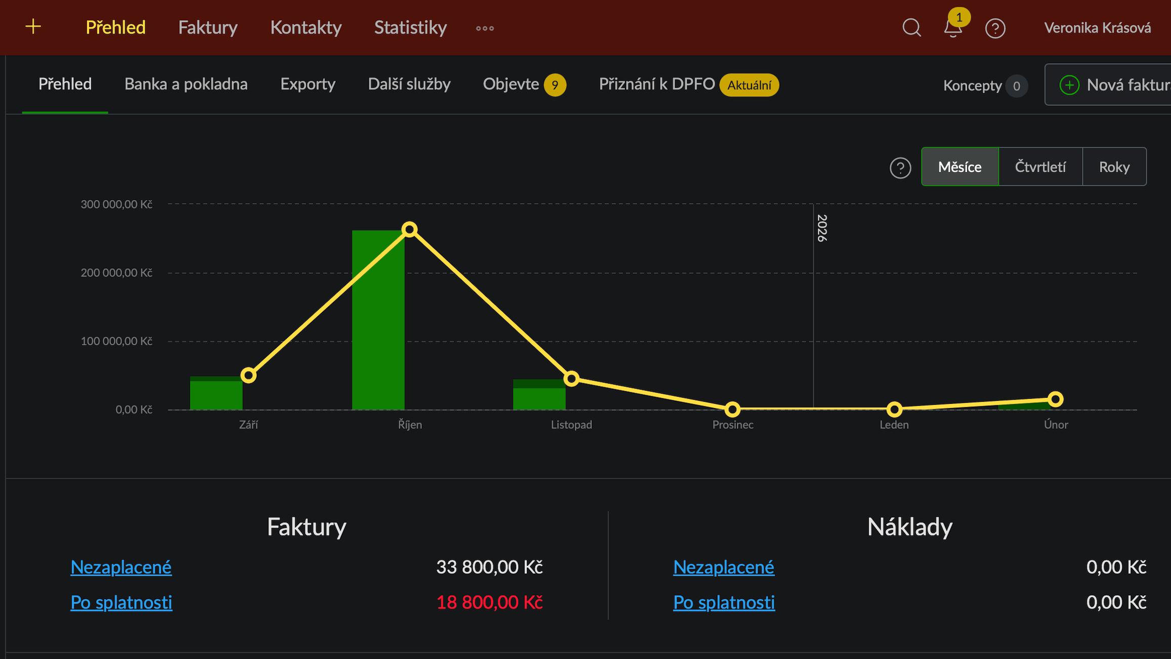Náhled aplikace s dark mode.