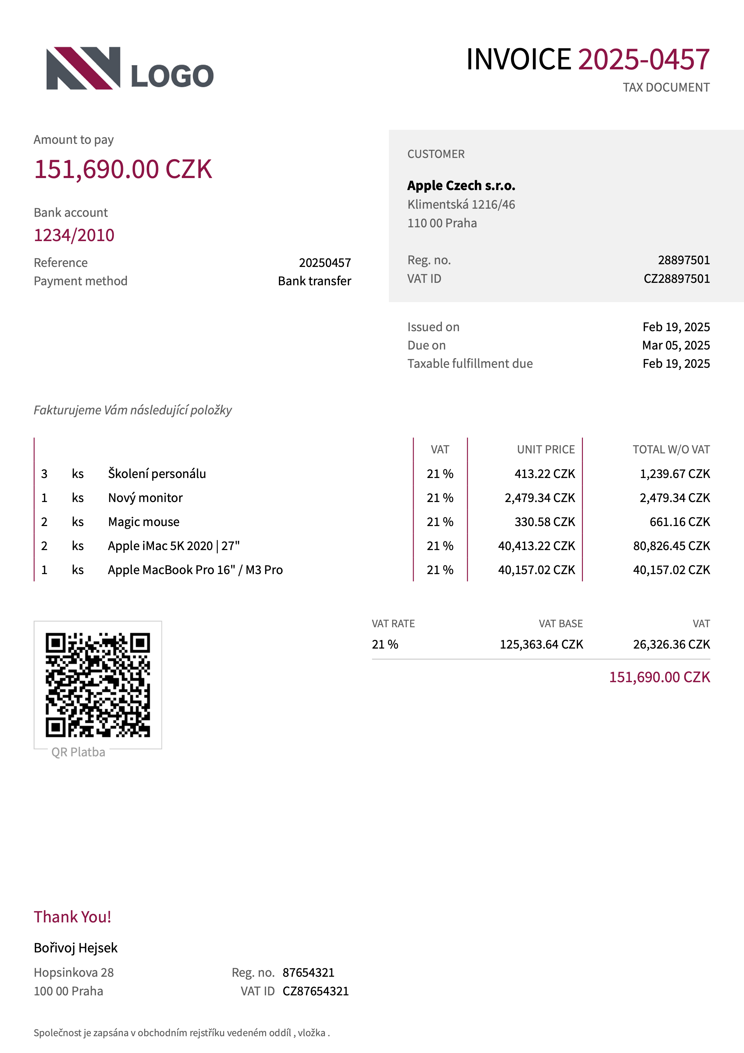 Fakturoid - Phoenix invoice template