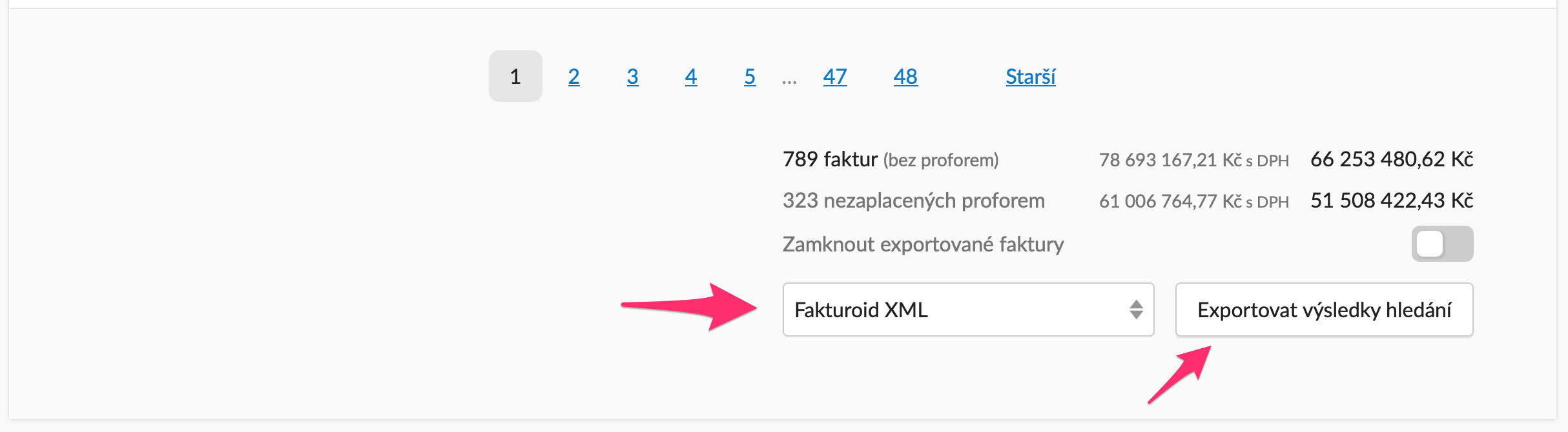 Pokročilé vyhledávání - export