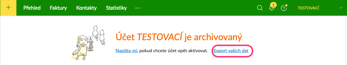 Jak exportovat data z archivovaného účtu
