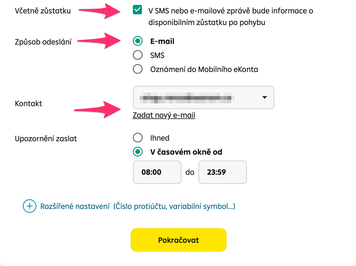 RB nastavení emailů